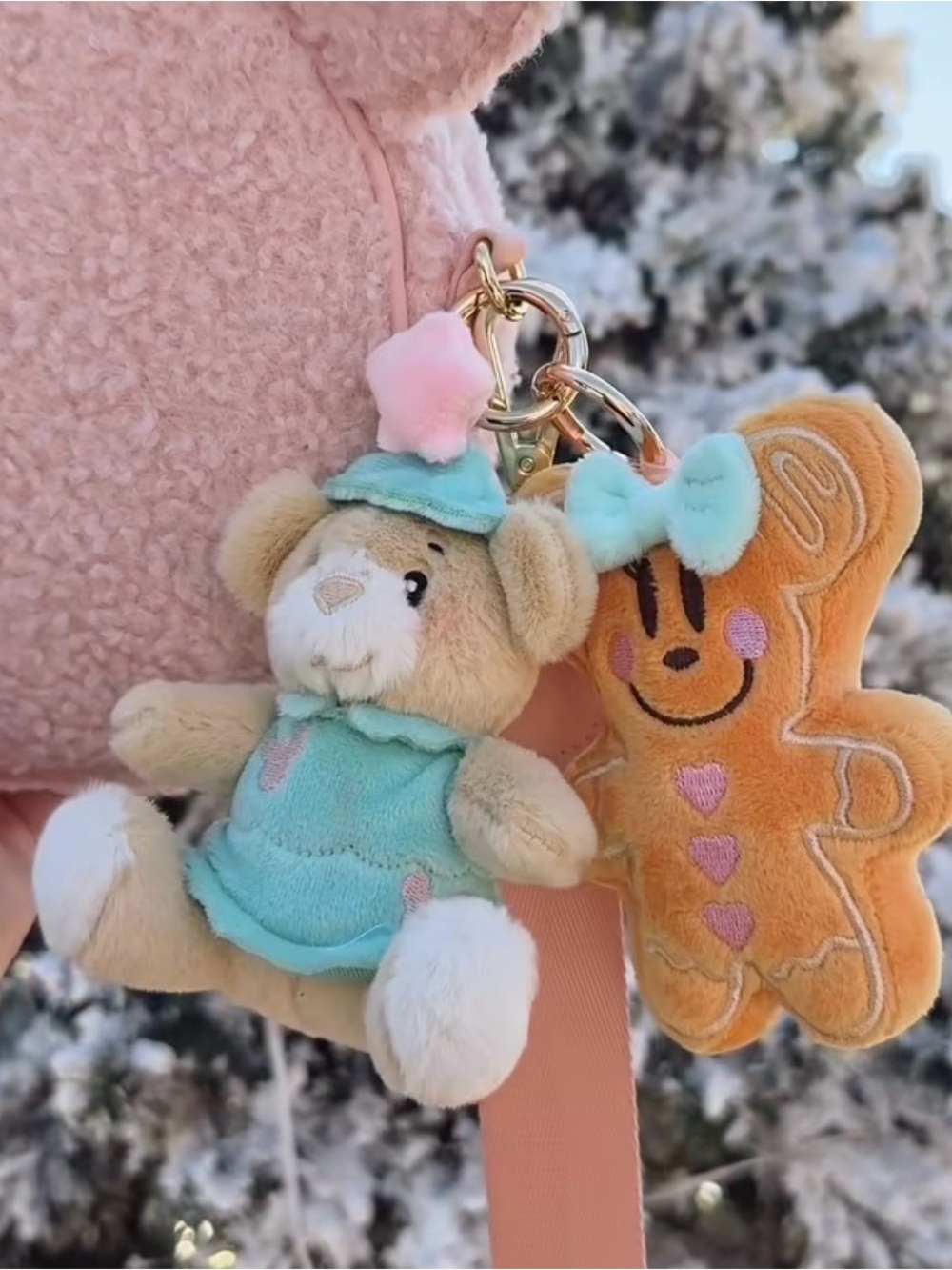 Belle & Park Plush Pink Mint Bear Keychain Bag Charm Disney Inspired